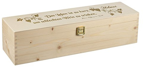 polar-effekt Weinkiste Holzbox mit Gravur – Personalisierte Geschenkbox für Weinflasche Weinpräsent – Aufbewahrungskiste Geschenkidee zum Geburtstag oder Weihnachten - Motiv Poesie