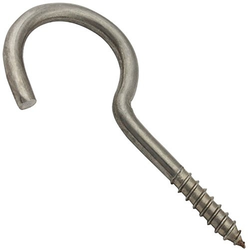 SC-Normteile Schraubhaken mit Holzgewinde - 5 x 80 mm - (10 Stück) - Wandhaken | Wäscheleinenhaken | gebogen | rostfrei - (Gewindelänge: 24 mm) - aus Edelstahl A2 V2A - SC9080