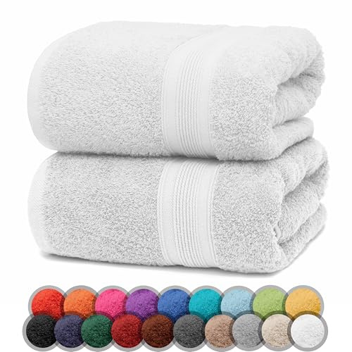 NatureMark 2er Pack DUSCHTÜCHER Premium Qualität 70x140cm DUSCHTUCH Dusch-Handtuch Doppelpack Farbe: Weiß