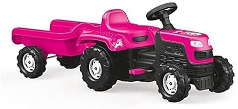Dolu – Einhorn Kinder Traktor Pedalbetrieben & Anhänger – Rosa Pedalbetriebener Traktor und Anhänger für Kinder im Alter von 3 bis 5 Jahren, ‎144 x 45 x 52 cm