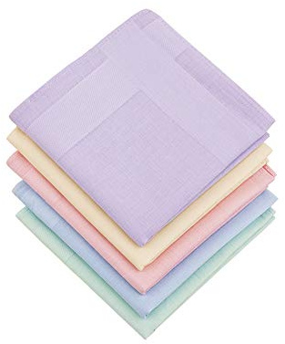 HOULIFE Ladies 100% 60S Cotton Handkerchiefs Womens Solid Candy Color Hankies for Wedding Party 16x16