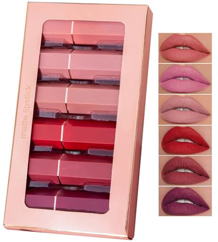 Skynest 6 PCS Vivid Colours Lipstick Set, Long Lasting, Moisturizing, Creamy Texture, Soft, Watermelon Flavored Lipstick With Gift Box