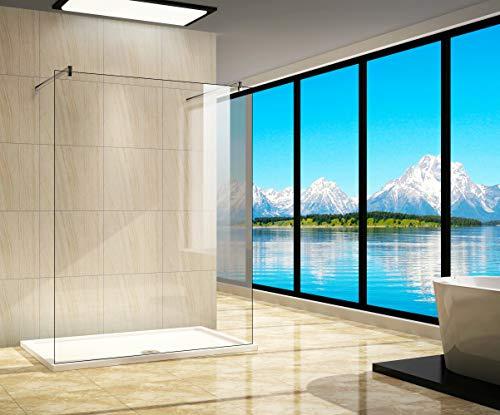 Aica Sanitär walk in Dusche 117 x 200cm Duschwand Duschabtrennung 10mm nano glas mit Stabilisator
