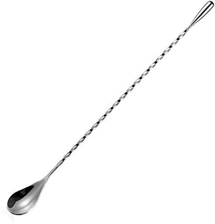 Cucchiaio da cocktail in acciaio inox lungo cocktail shaker cucchiaio barware mescolando cucchiaio contorto bar cucchiaio-40 cm argento