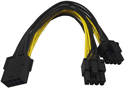 ZkeeShop 8 Pin Buchse to Dual 8Pin (6+2) Stecker Splitter Power Adapter Cable GPU Power Cable PCI-e Netzteil Erweiterung Kabel 8 inch (1PCS)