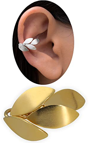 Ear Cuff Ohrring ohne Ohrloch aus 925 Sterlingsilber - Griechische Olivenblätter Greek Goddess Style - Nickelfrei Hypoallergen - Einzeln - Handmade by Emmanuela