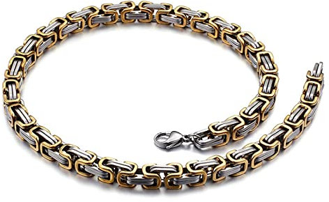 Beydodo Halskette Edelstahl 50CM ohne Anhänger, 6MM Königskette Silber Gold Kette Hip Hop Partnerkette für Männer Jugend