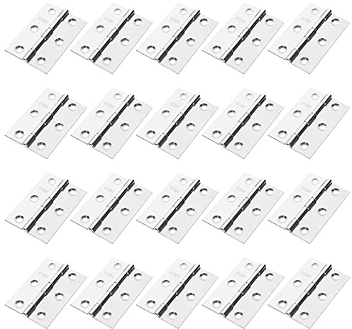 LOLYSIC 20Pcs Door Hinges, 75mm (3) x 50mm Stainless Steel Hinge, 3 Inch Butt Hinges for Wood Boxes Window Frame Shed Cabinet Furniture Internal External Doors, Silver