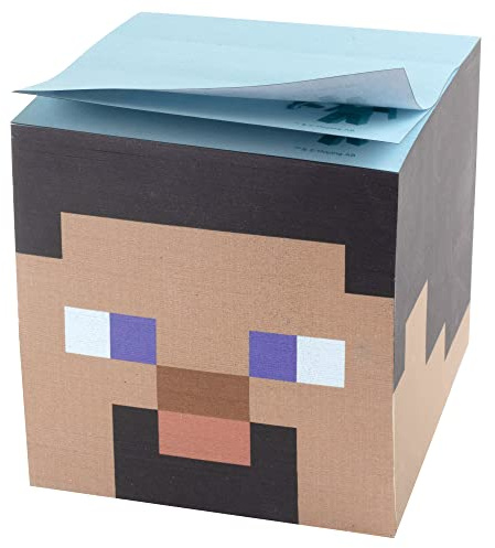 Minecraft Movie Steve Sticky Note Cube, 800 Sheets - 3x3 Self-Stick Paper Pad Notepad Post Block - Back to School Gamer Gift for Kids, Teens, Boys - Its Officially Licensed Video Game Merch