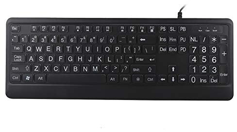 Clavier Rétroéclairé, Clavier Filaire USB à Grande Police épaisse, Clavier Multimédia Filaire de Conception Ergonomique Blanche à LED pour Vieil Homme