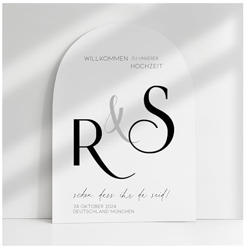 Willkommensschild Acrylglas | 5mm stark | Weiß Matt personalisiert - Made in Germany - Welcome Willkommen Schild für Hochzeit (60x40cm)