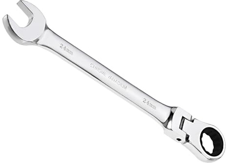 CoCud Llave de Trinquete de Cabeza Flexible, Cabeza de 24 mm, Métrica de 72 Dientes, Llave Combinada de Acero Cromo-Vanadio - (Aplicaciones: para Reparar Tareas Domésticas)