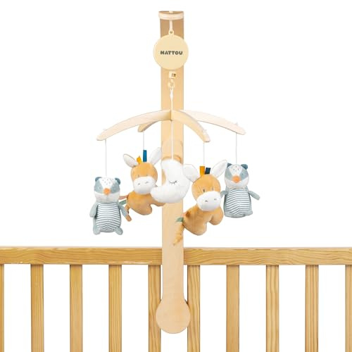 Nattou Wooden Musical Mobile, 50 cm, Dark Warm Beige