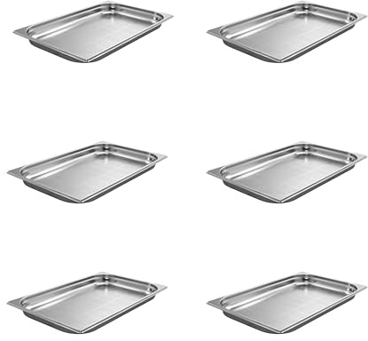 AcMax 6 Stück GN 1/1 Gastronormbehälter GN-Behälter Edelstahl 5,0 Liter Tiefe 40mm Gastronorm gelocht