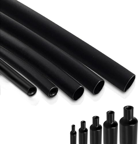Taiyeestar Schrumpfschlauch mit Kleber (Ø19.1mm x 3Meter), 3:1 Schrumpfschlauch Wasserdicht, Schrumpfschlauch Schwarz, Schrumpfschläuche für Kabelisolierung, Markierung, Kabelbündelung, Reparaturen