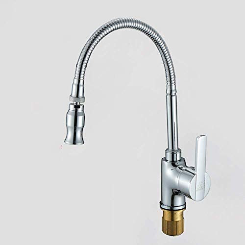 Küchenarmatur mit hohem Auslauf, flexibler, teleskopischer Waschtisch-Waschbecken-Heiß-Kaltwasser-Hahn, komplett aus Kupfer, Badezimmer-Waschbecken-Mischbatterie, verchromter WC-Waschbecken-Wasserhahn
