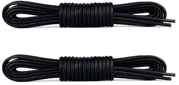 Laceter 2 Paires de Lacets Ronds Fins Cirés 2,4mm pour Chaussures de Ville - Idéal Derbies, Richelieu, Mocassins, Bottines Cuir - Élégants et Durables - Fabriqués en Europe - Noir, 60 cm