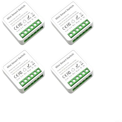 HEIBTENY 4 Stück Smart Lichtschalter Modul 1 Weg/2 Wege, Smart WiFi Switch Mini Mini DIY WLAN Schalter Passt hinter Wandschalter, für Smart Life/für Tuya-App