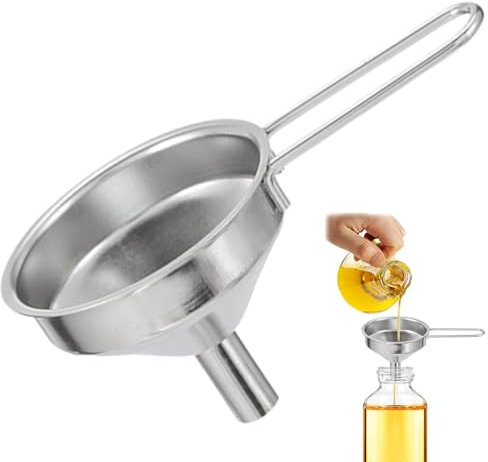 Generisch Embudo de acero inoxidable para la cocina de metal | Embudo de llenado con mango | Embudo con mango largo | Para fiestas, camping, senderismo o picnic