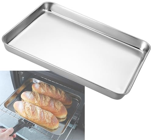 LIGUOYI Plaques À Pâtisserie en Acier Inoxydable Plat De Cuisson Antiadhésif 23.5×17.5cm À 60×40cm Four Plaque Rectangulaire, Plat De Cuisson Résistant À La Chaleur Plateau De Service(60x40x3cm)