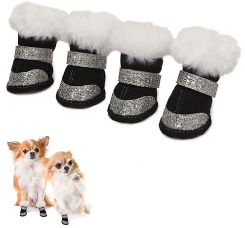 Hundeschuhe Pfotenschutz,Wasserabweisende Hundeschuhe,Verstellbarer Pfotenschutz mit reflektierenden Bändern,Hundeschuhe mit Rutschfester Sohle, wasserdichte Anti-rutsch Hundepfotenschutz (Größe 3)