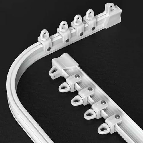 Binario Flessibile per Tende da Soffitto 5 Metri, Bastone Curvo in PVC con Pulegge Silenziose, Adatto per Finestre, Doccia, Camper E Stanze Divisorie, Sistema di Montaggio Completo(500 cm/16.4 FT)