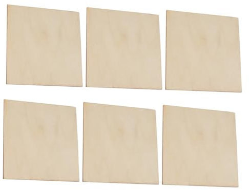 NUOBESTY 6pcs Unfinished Wood Pieces Blank Wooden Sheets for DIY Arts and Crafts Projects, Square Lightweight Wooden Sheets Suitable for Painting and Art Projects