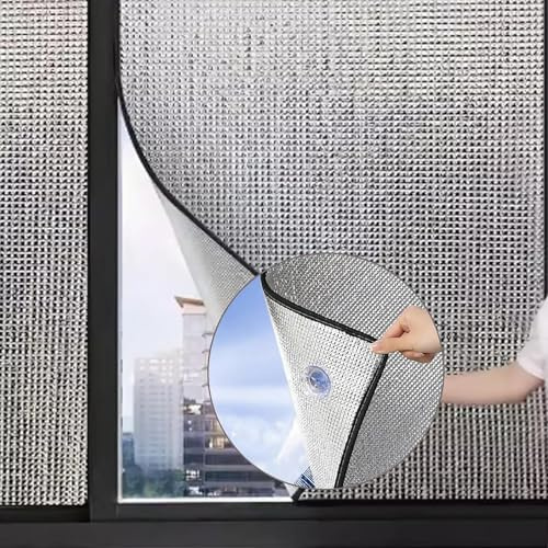 Window Insulation Kit Size Customizable Suction Cup Blinds Blackout Thermal | Keep Warm Windowfilm Sunshade Window Coverings Privacy Screen and Anti-Uv Temporary Curtains No Drilling (40x50cm)