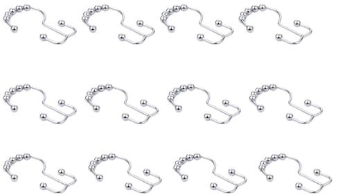 Anelli Per Tende Da Doccia - 12 Ganci Per Tende Da Doccia | Ganci Ad Anello Per Doccia | Clip Per Tende Da Doccia | Ganci Per Asta Doccia Doppi | Ganci Per Tende Da Doccia Antiruggine | Anelli Per Ten