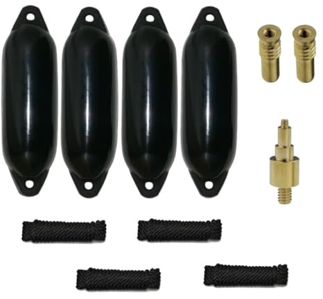 12skipper Bootsfender 4er-Set mit 4 Majoni Star 15 Fender inkl. 4 Fenderleinen, 2 Ersatzventilen, 1 Ventiladapter