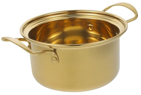 Cabilock Olla Pequeña Para Cocinar Shabu Caliente De Acero Inoxidable, Color Dorado, Asa Resistente, Apta Para Sopa, Ramen y Uso Doméstico,