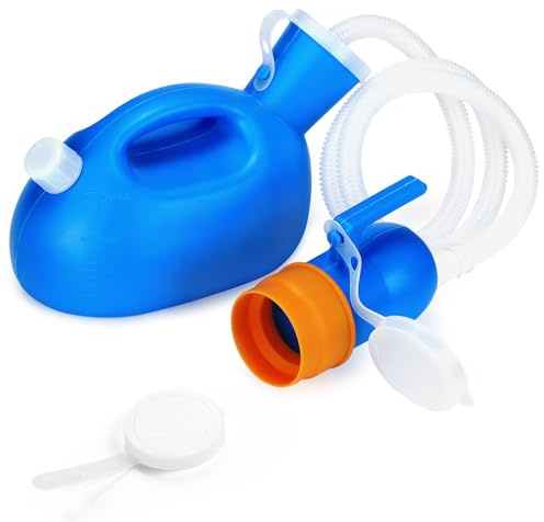 ONEDONE Urinals for Men - Portable Urinal for Men Spill Proof Men's Urine Bottle Male Pee Bottle w/Separate Urine Outlet Soft Funnel 68 OZ Urinal for Hospital Home Camping Car Leakproof 47 Hose