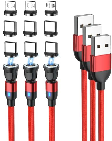 BITHAI Magnet Ladekabel 360&180 Magnetisches USB Ladekabel (3 Stück) 2 in 1 Magnetisches Datenkabel für Typ C/Micro USB (0.5M*3)