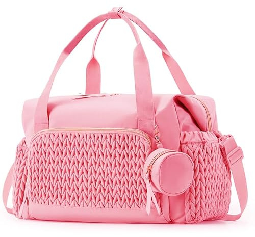 SUYUKU Multifunktionale Wickeltasche, große Kapazität, Schultertasche mit Schnulleretui für Mutterschaft und Baby, Wickeltasche, Reisen, Strand, Rosa