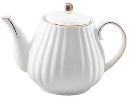 CHICAMPERA Bouilloire en Céramique Blanche Élégante Distributeur de Lait et Réservoir D'eau, Service à Thé Délicat pour Maison et Décoration de Bureau