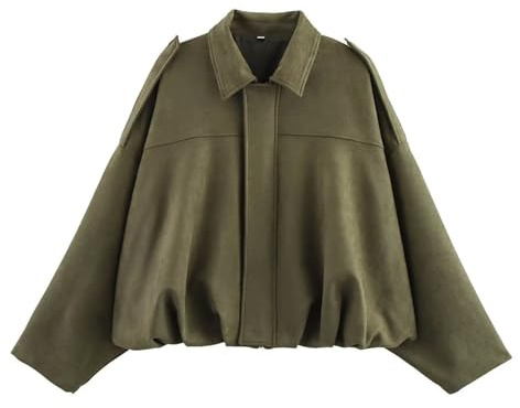 Generisch Lederimitat Jacke Damen Wildleder Kurze Kurz Lederimitat Gefütterte Lederjacke Kurz Frauen Oversize Kurzer Trenchcoat Damen Cord Damskie Elegant Cordjacke L