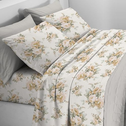 Mahome Set Completo Letto in Pregiata Flanella 100% Cotone con Trattamento Antipalline - Completo Lenzuola Caldo Cotone Morbide Artigianali Alta Qualità Made in Italy (Arianna Pesca, Matrimoniale)