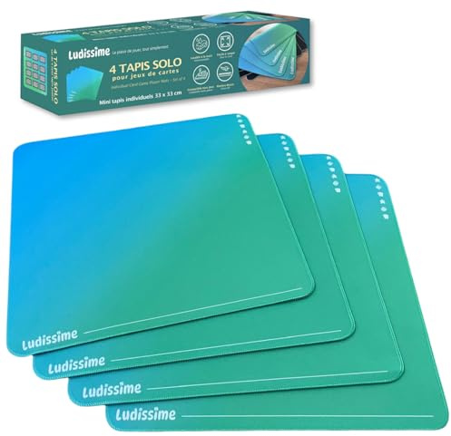 Ludissime - Lot 4 Tapis de Jeux de Cartes 33x33 cm – Compatibles Jeu de société, Cartes à Jouer, dés, JDR, Jeu éducatif. Mini playmat Accessoires 1 à 4 Joueurs.