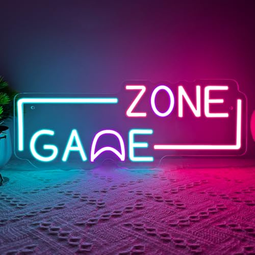 GAME ZONE Neon Schild, Gaming Zimmer Deko Lampe für E-Sports Streamer, USB Dimmbar LED Neon Licht für Gaming Setup, Wand Deko