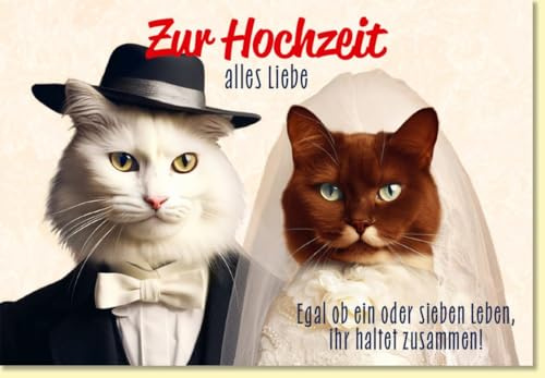 Gutsch Verlag Glückwunschkarte zur Hochzeit mit Katzen Brautpaar liebevoller Spruch witzige Hochzeitskarte für Katzenfreunde originelle Doppelkarte - mit Umschlag