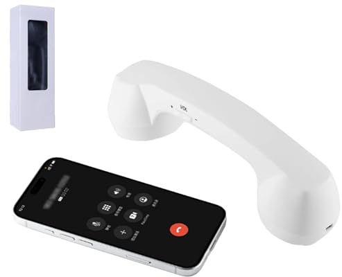 Retro Phone Handset, Wireless Telephone Style Landline Handle Receiver for Cell Mobile Video Conferences Calls Meetings (white)