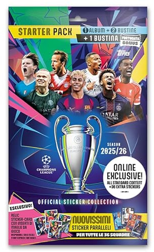 Champions League Stickers 25/26 - Starter Pack - Esclusiva online (un album di 76 pagine più 55 sticker)