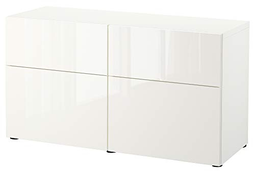 ProTuning BESTÅ Aufbewahrungskombination mit Türen/Schubladen, Weiß/Selsviken Hochglanz/Weiß, 120x42x65cm