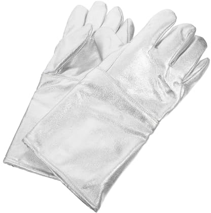 FOMIYES Guanti Isolanti Termici Ignifughi in Alluminio Guanti da Lavoro Resistenti al Calore per Saldatura e Cucina Industriale Protezione Mani ad Alta Temperatura per Uso Professionale