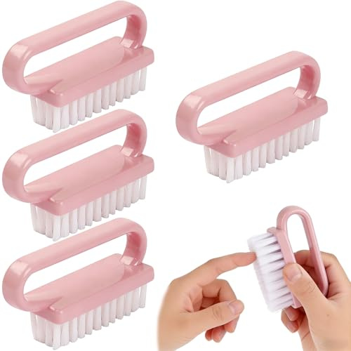 4Pcs Nail Brush,Plastic Handle Scrubbing Brush Hand Fingernail Cleaner Brushs Heavy Nail Brushes for Mechanics,Gardeners,Men,Women and Daily Use