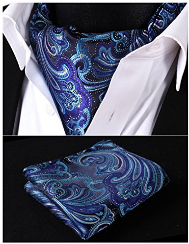 HISDERN Krawattenschal Herren Hochzeit Punkt Halstuch Taschentuch Paisley Business Ascot Krawatte und Einstecktuch Set
