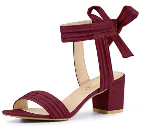 Allegra K Women's Rounded Toe Stiletto Heel T-Strap Dress Pumps | 3,7 inches Heels for Women, Round Toe Heel for Party, Office, Sandal with Adjustable Buckle Strap, Comfortable