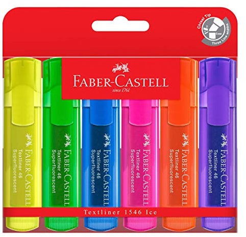 Faber-Castell Textmarker Textliner 46 Ice Superfluoreszierend, 6er Pack, (57-4802-06)