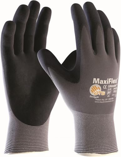 ATG (12 paia guanti 34-874 guanti di montaggio MaxiFlex Ultimate 12 x grigio/nero 10