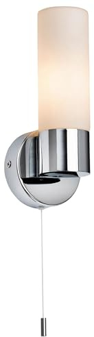 1 Light Wall Chrome Finish with Diffused Glass Shade IP44 LED Compatible Dimmable